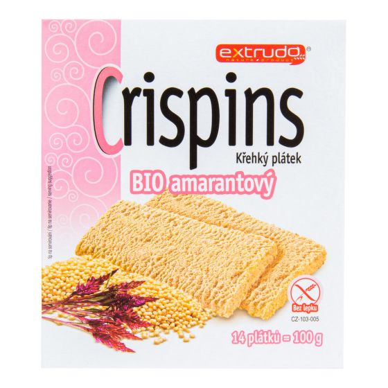 Chlebíček kukuričný s amarantom Crispins bezlepkový 100 g BIO   EXTRUDO 
