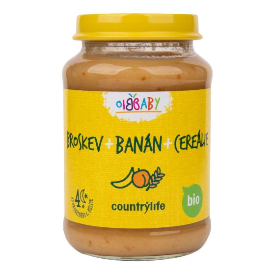 Dojčenská výživa broskyňa, banán, cereálie 190 g BIO   COUNTRY LIFE