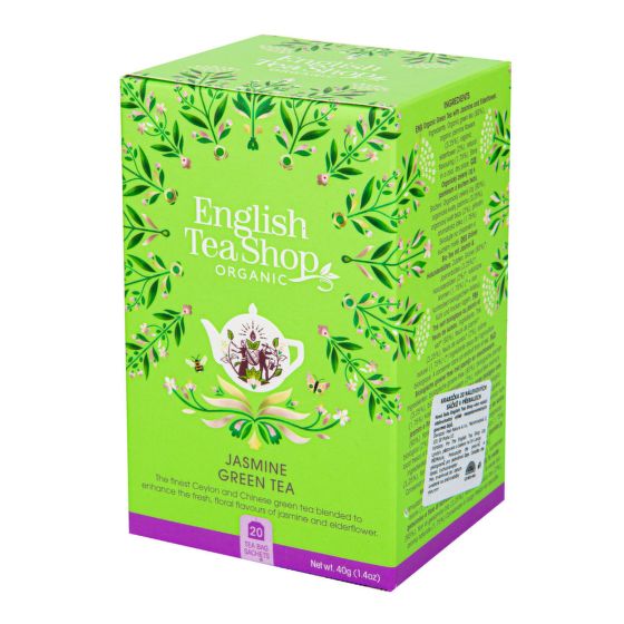 Čaj Zelený s jasmínom a kvetom bazy 20 vrecúšok BIO ENGLISH TEA SHOP